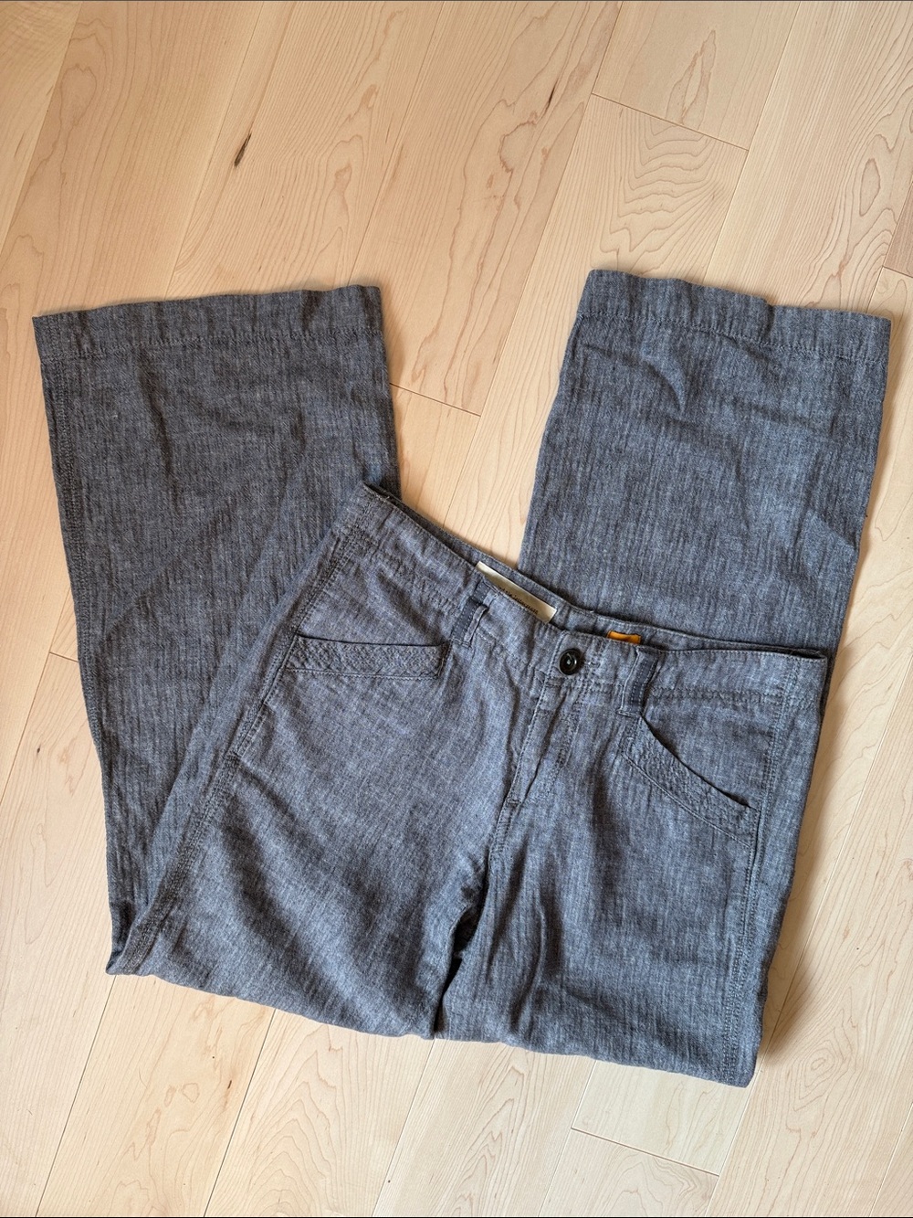Pilcro and the Letterpress Anthro Gray Linen Cotton Wide Leg Pants 4